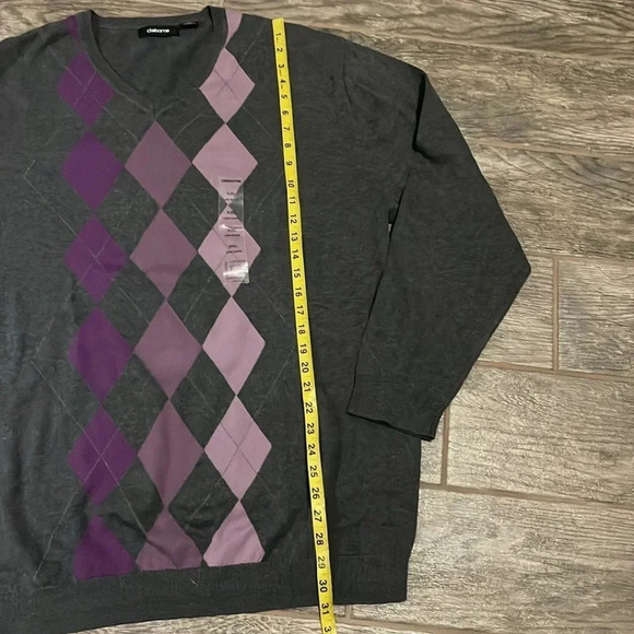 Claiborne men’s argyle sweater V-neck Gray & purple Size XXL NWOT Preppy - Picture 5 of 11